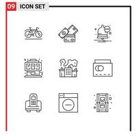 9 Universal Outline Signs Symbols of factory joystick wallet controller game Editable Vector Design Elements