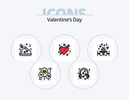 paquete de iconos llenos de línea de día de san valentín 5 diseño de iconos. viajar. pasaporte. romance. Luna de miel. corazón vector