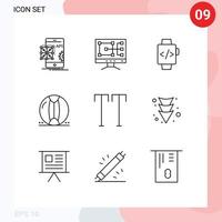 Outline Pack of 9 Universal Symbols of caps summer watch sea beach Editable Vector Design Elements