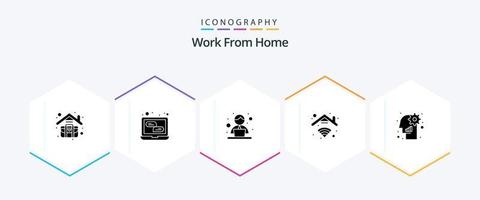 Work From Home 25 Glyph icon pack including management. connection. employee. wifi. home vector
