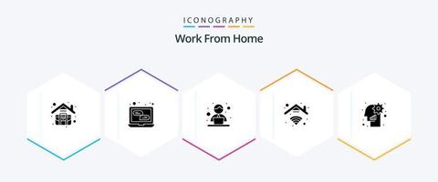 Work From Home 25 Glyph icon pack including management. connection. employee. wifi. home vector