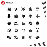 Group of 25 Solid Glyphs Signs and Symbols for weight equipment eyesight dumbbell vision Editable Vector Design Elements