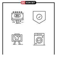 Set of 4 Modern UI Icons Symbols Signs for info map sale board security photo Editable Vector Design Elements