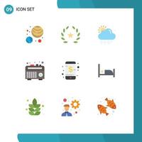 9 Universal Flat Colors Set for Web and Mobile Applications hospital phone snowy management recorder Editable Vector Design Elements