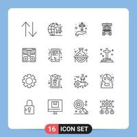 Universal Icon Symbols Group of 16 Modern Outlines of console lifter hand warehouse lift Editable Vector Design Elements