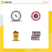 Pack of 4 creative Flat Icons of business starbucks office process direct payment Editable Vector Design Elements