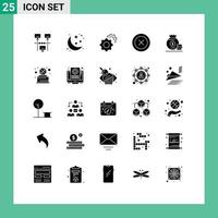 25 Universal Solid Glyphs Set for Web and Mobile Applications money dollar gear wireframe ui Editable Vector Design Elements