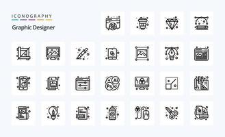 paquete de 25 iconos de línea de diseñador gráfico vector