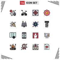 16 Creative Icons Modern Signs and Symbols of night confetti target romantic flower Editable Creative Vector Design Elements