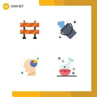 Modern Set of 4 Flat Icons and symbols such as block pie chart fire analysis healthcare Editable Vector Design Elements