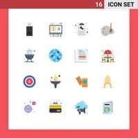 Set of 16 Modern UI Icons Symbols Signs for bathroom drawing bill draw menu Editable Pack of Creative Vector Design Elements