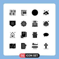 Editable Vector Line Pack of 16 Simple Solid Glyphs of shield protect connection security lock Editable Vector Design Elements