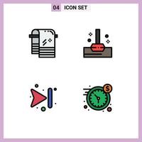 Filledline Flat Color Pack of 4 Universal Symbols of bath skip wiping bathroom dollar Editable Vector Design Elements