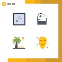 Group of 4 Modern Flat Icons Set for feed summer education beach galaxy Editable Vector Design Elements