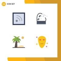 Group of 4 Modern Flat Icons Set for feed summer education beach galaxy Editable Vector Design Elements