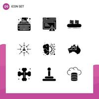 Universal Icon Symbols Group of 9 Modern Solid Glyphs of selection choose belt choice line Editable Vector Design Elements