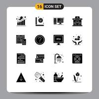 conjunto de 16 iconos de interfaz de usuario modernos signos de símbolos para elementos de diseño de vector editables de sistema de oficina de computadora de boleto receptivo