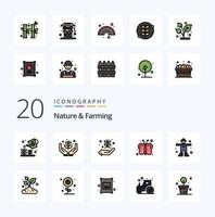 20 Nature And Farming Line Filled Color icon Pack like farm rural nature farming farming vector