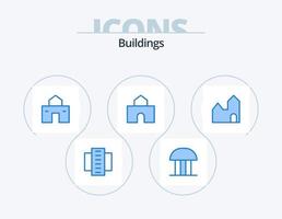 Buildings Blue Icon Pack 5 Icon Design. fortress. architecture. court of law. shack. house vector