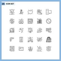 Stock Vector Icon Pack of 25 Line Signs and Symbols for data tax monitoring tool data analysis research Editable Vector Design Elements