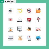 Modern Set of 16 Flat Colors and symbols such as hardware virus data security file Editable Pack of Creative Vector Design Elements