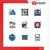 Universal Icon Symbols Group of 9 Modern Filledline Flat Colors of garden team design meeting chat Editable Vector Design Elements