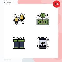 Set of 4 Modern UI Icons Symbols Signs for agriculture roi ecology finance dad Editable Vector Design Elements