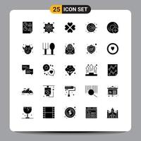 Set of 25 Commercial Solid Glyphs pack for add process productivity creative favorite Editable Vector Design Elements