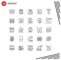 Line Pack of 25 Universal Symbols of verify protect story shield transfer Editable Vector Design Elements