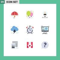 Modern Set of 9 Flat Colors and symbols such as resource magnifier balloon human glass Editable Vector Design Elements