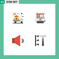 4 Creative Icons Modern Signs and Symbols of delivery speaker real software screw Editable Vector Design Elements