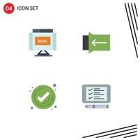 Group of 4 Modern Flat Icons Set for blog tick write touch phone Editable Vector Design Elements