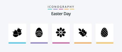 Easter Glyph 5 Icon Pack Including spring. leaf. flower. green. plant. Creative Icons Design vector