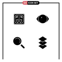 Universal Icon Symbols Group of 4 Modern Solid Glyphs of alcohol find cheers face view Editable Vector Design Elements