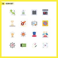 Group of 16 Flat Colors Signs and Symbols for broken video calendar website page Editable Pack of Creative Vector Design Elements