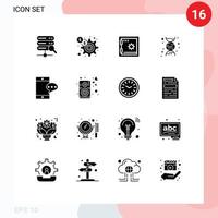 Pack of 16 Modern Solid Glyphs Signs and Symbols for Web Print Media such as loud cell deposit chatting science Editable Vector Design Elements