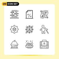 9 Thematic Vector Outlines and Editable Symbols of affiliate help dollar email communication Editable Vector Design Elements