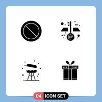 User Interface Pack of 4 Basic Solid Glyphs of ban summer architecture barbecue box Editable Vector Design Elements