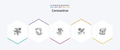 paquete de iconos de 25 líneas de coronavirus que incluye prevención. casa. prueba. virus. proteccion vector