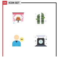 User Interface Pack of 4 Basic Flat Icons of cake person wedding sauna user Editable Vector Design Elements