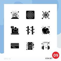 Set of 9 Vector Solid Glyphs on Grid for china meeting tool conversation business Editable Vector Design Elements