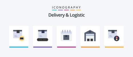 Paquete de 5 iconos planos de entrega y logística, incluido el envío. entrega. Envío. producto. administración. diseño de iconos creativos vector