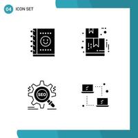 4 Creative Icons Modern Signs and Symbols of notebook website box search computing Editable Vector Design Elements