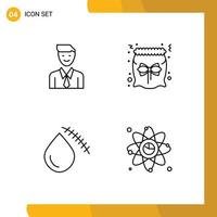 Group of 4 Filledline Flat Colors Signs and Symbols for business bleeding man candy cut Editable Vector Design Elements