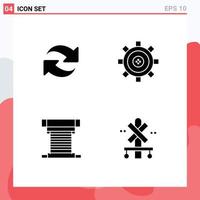 Stock Vector Icon Pack of 4 Line Signs and Symbols for refresh computer repeat development cooling Editable Vector Design Elements