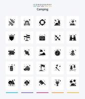 Creative Camping 25 Glyph Solid Black icon pack  Such As hazelnut. flame. support. fire. campfire vector