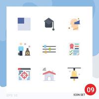 Flat Color Pack of 9 Universal Symbols of document tool mind edit investor Editable Vector Design Elements