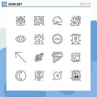 Universal Icon Symbols Group of 16 Modern Outlines of thanksgiving panorama computing eye investor Editable Vector Design Elements