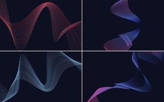 Collection of geometric minimal lines pattern set vector