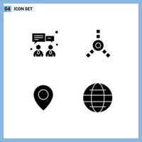 Modern Set of 4 Solid Glyphs and symbols such as business internet connection location world Editable Vector Design Elements